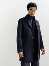 Manteau ville à parmenture amovible bleu denim - IZAC