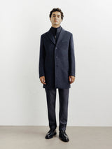 Manteau ville à parmenture amovible bleu denim - IZAC