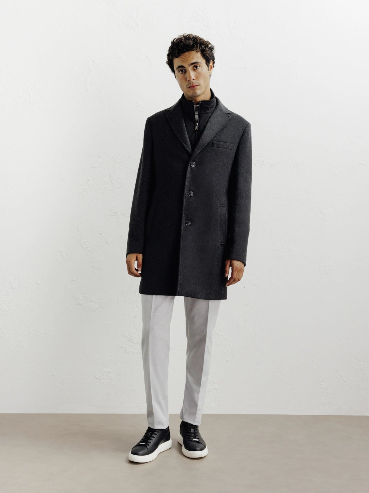 Manteau ville à parmenture amovible gris foncé - IZAC