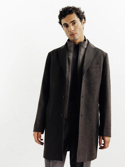 Manteau ville à parmenture amovible marron - IZAC