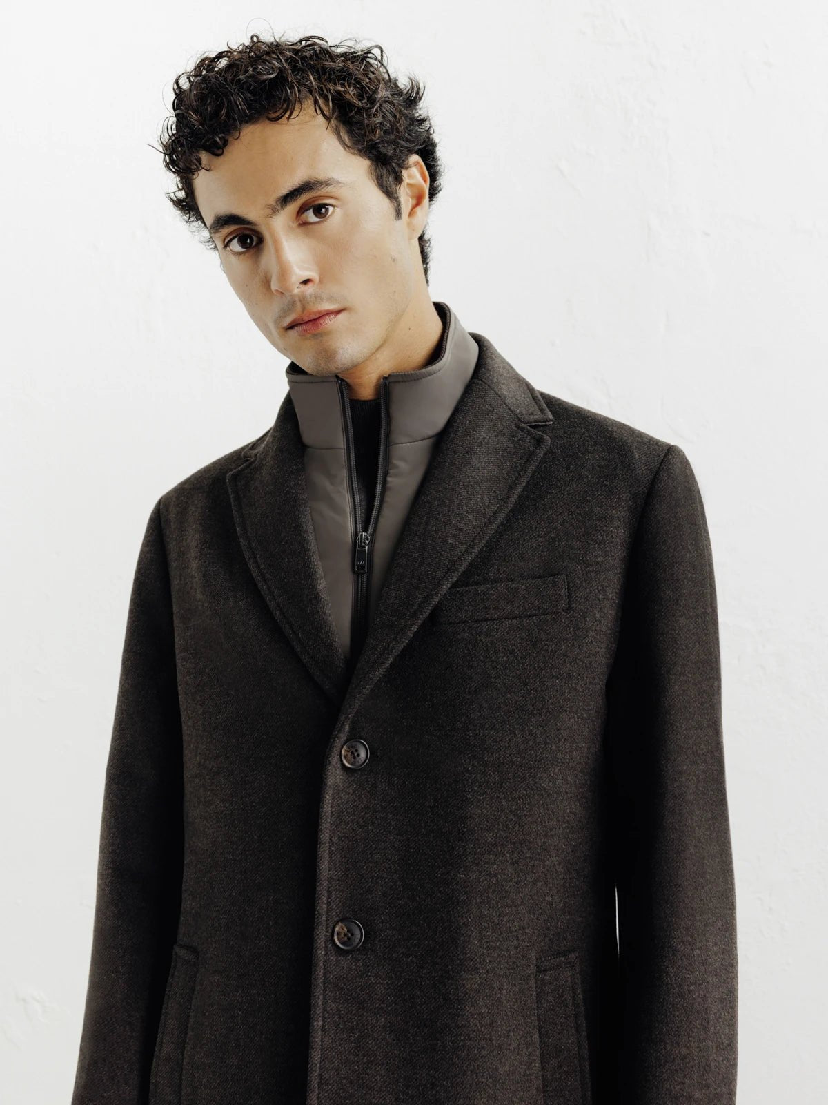 Manteau ville à parmenture amovible marron - IZAC