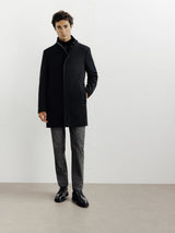 Manteau ville en laine noir - IZAC