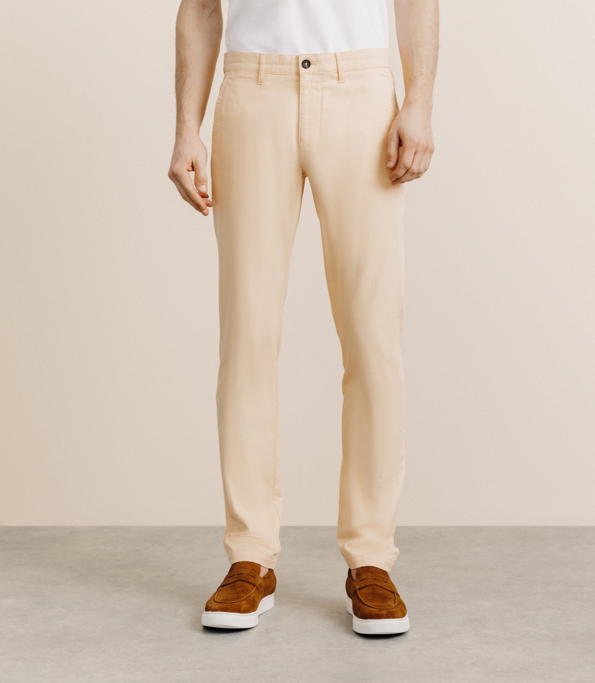 Pantalon en coton stretch pêche