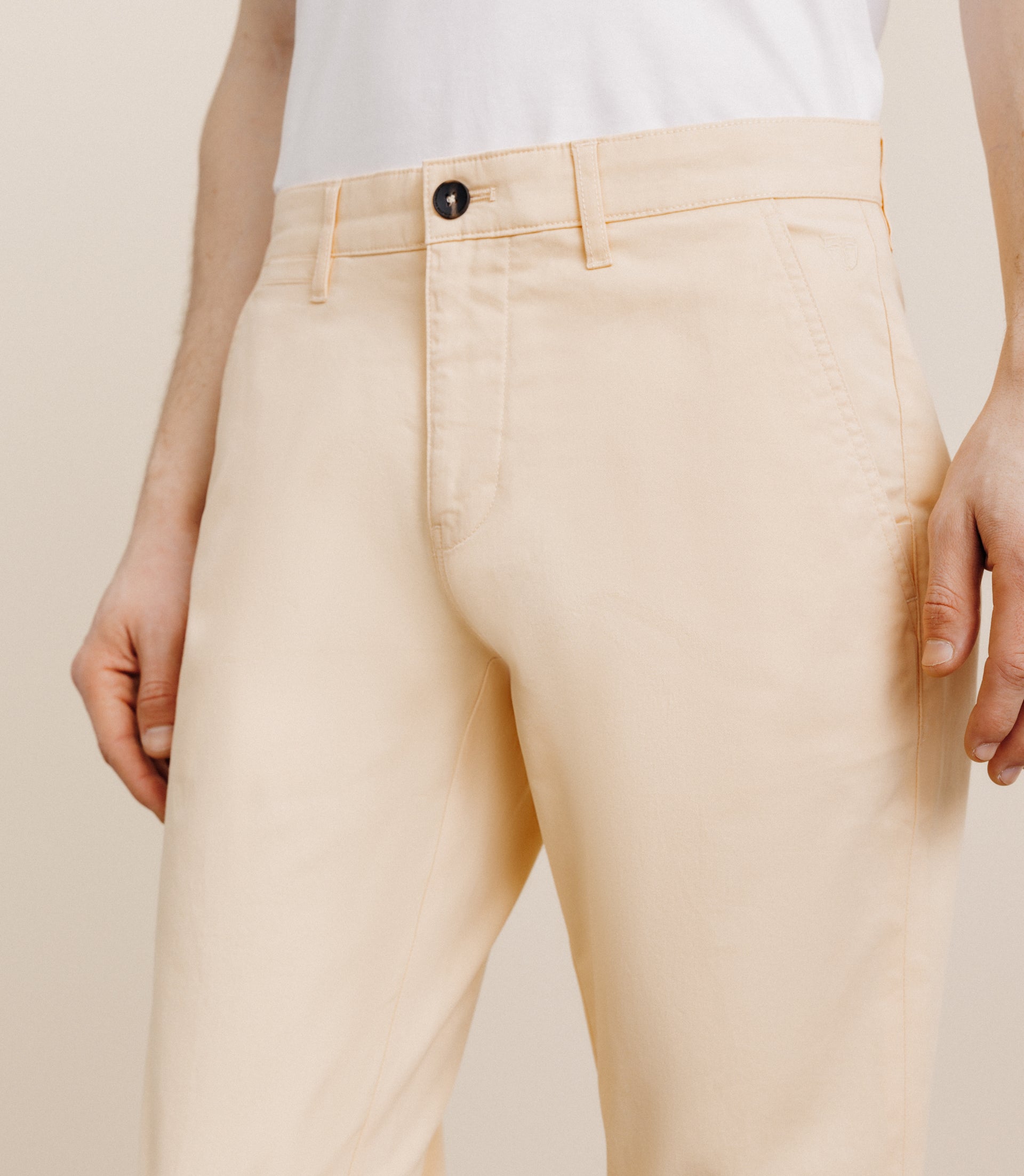 Pantalon en coton stretch pêche