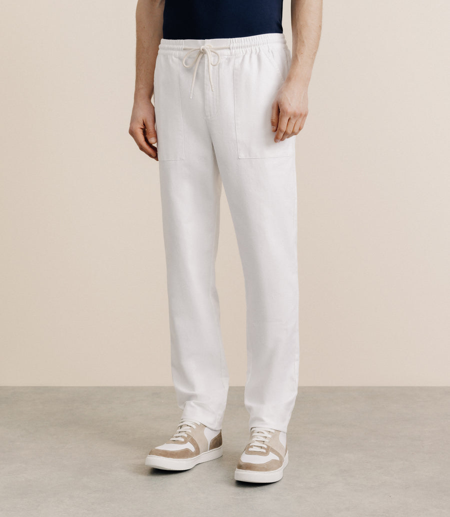 Pantalon élastiqué blanc