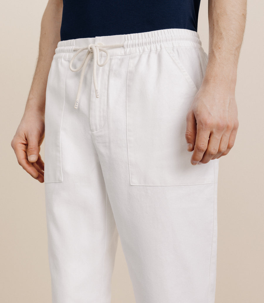 Pantalon élastiqué blanc