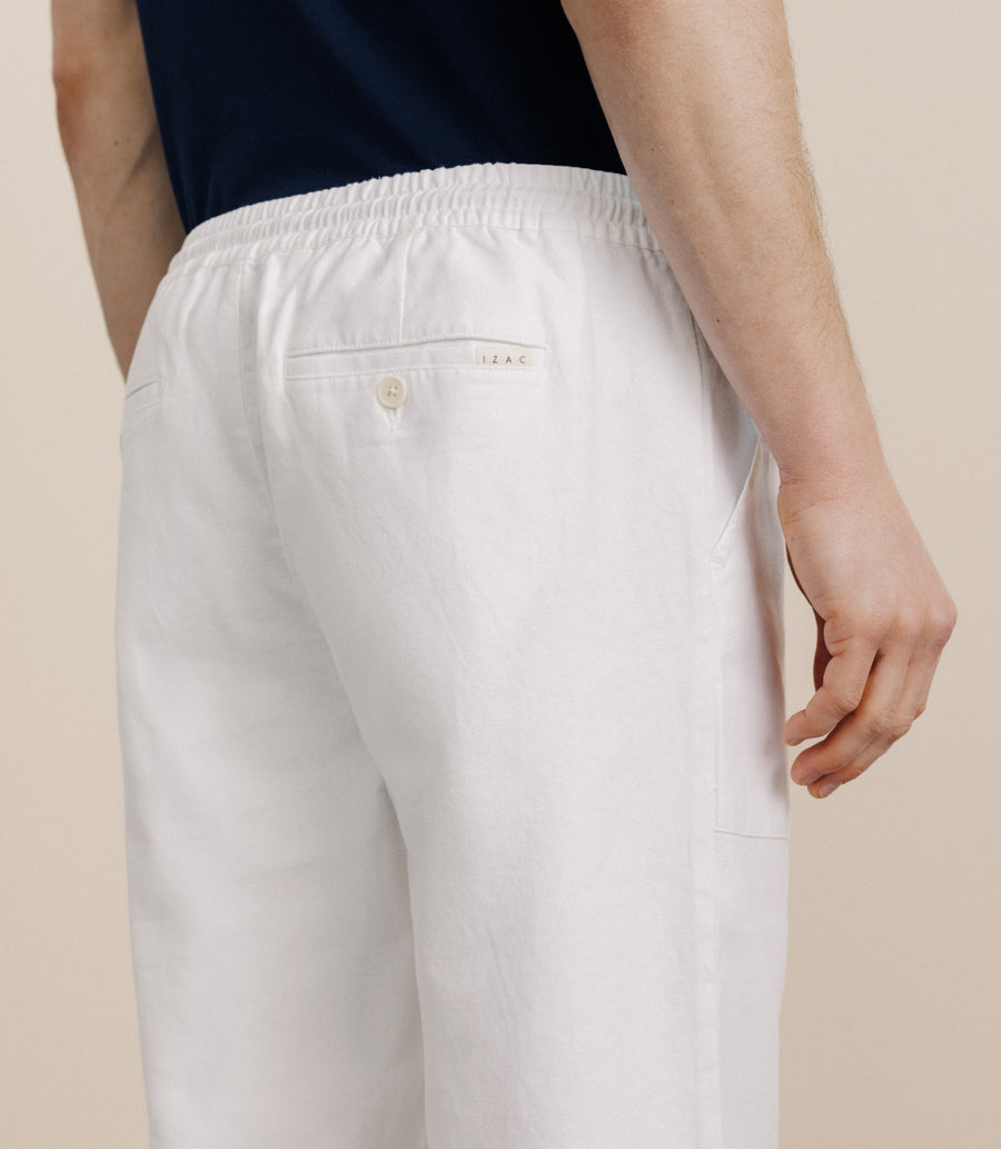 Pantalon élastiqué blanc