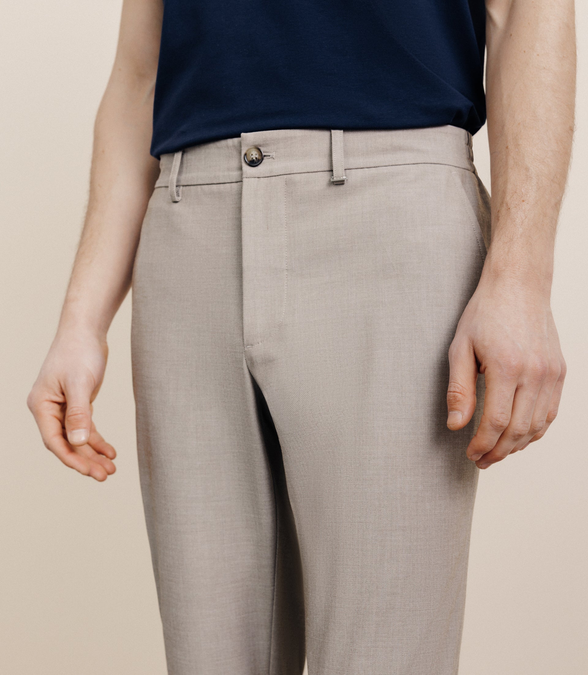 Pantalon élastiqué beige