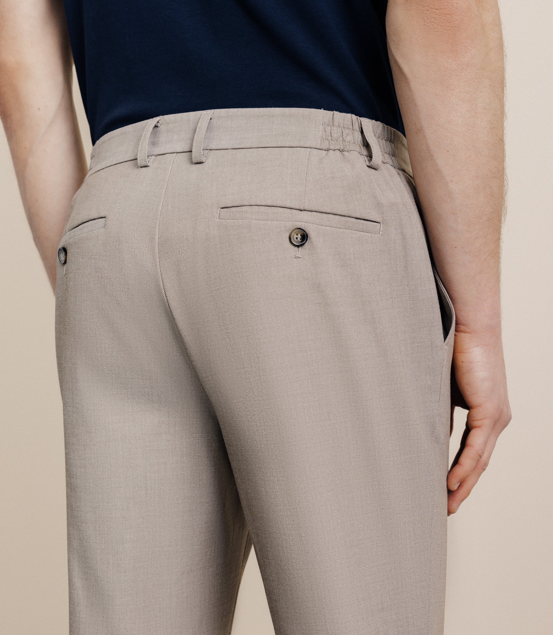 Pantalon élastiqué beige