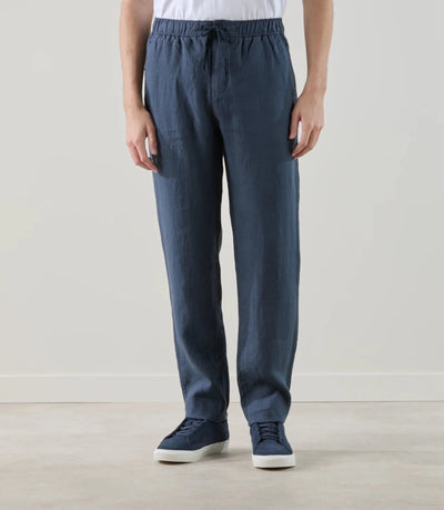 Pantalon casual 100% lin marine - IZAC