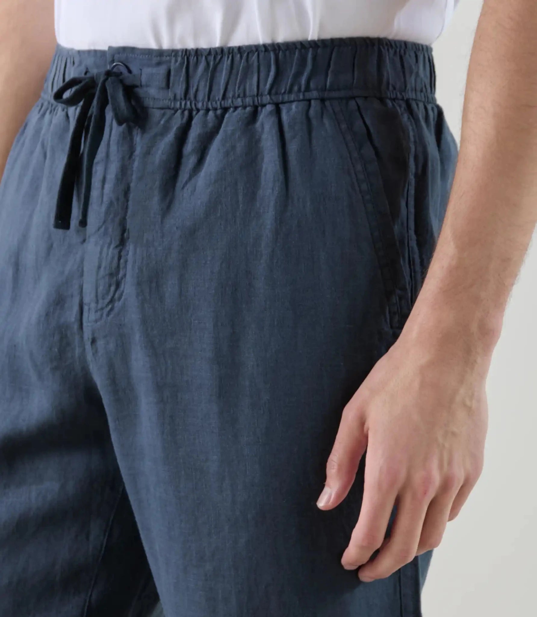 Pantalon casual 100% lin marine - IZAC