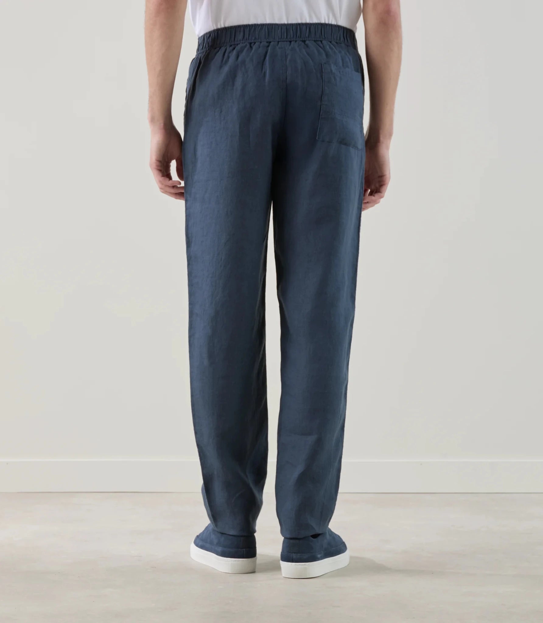 Pantalon casual 100% lin marine - IZAC