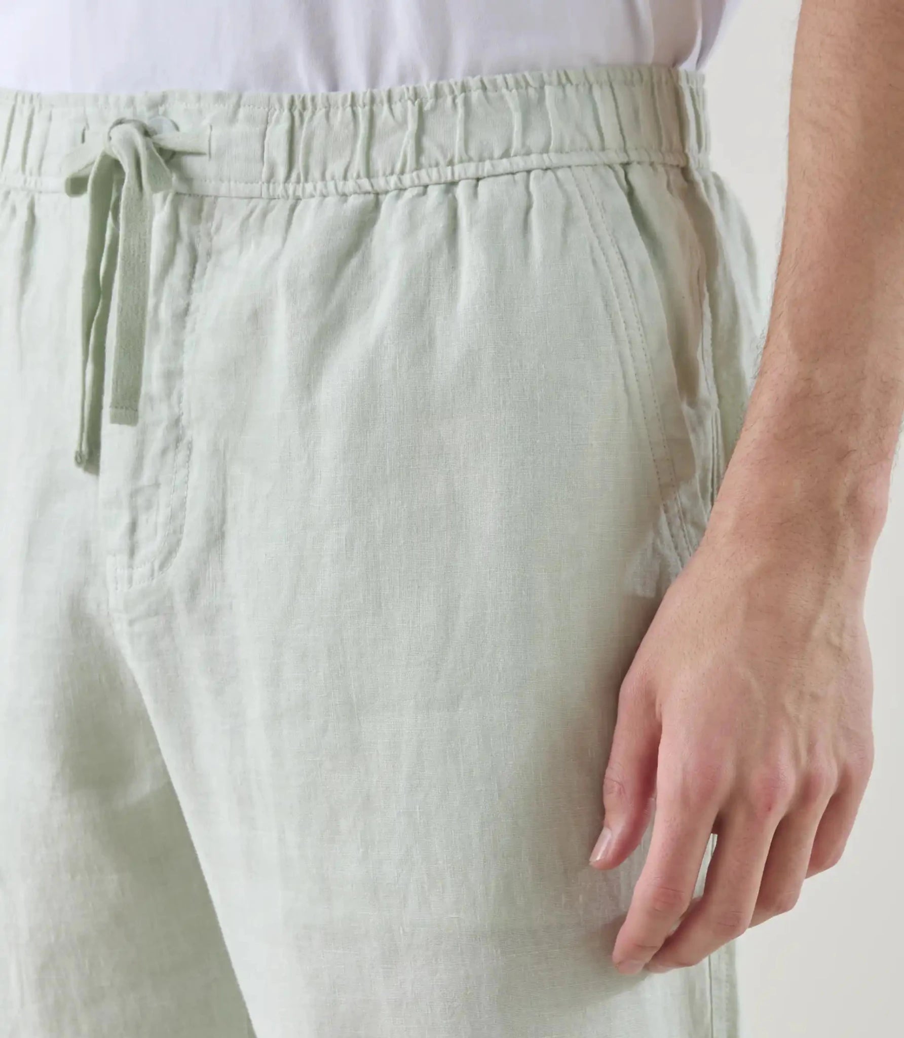 Pantalon casual 100% lin vert clair - IZAC