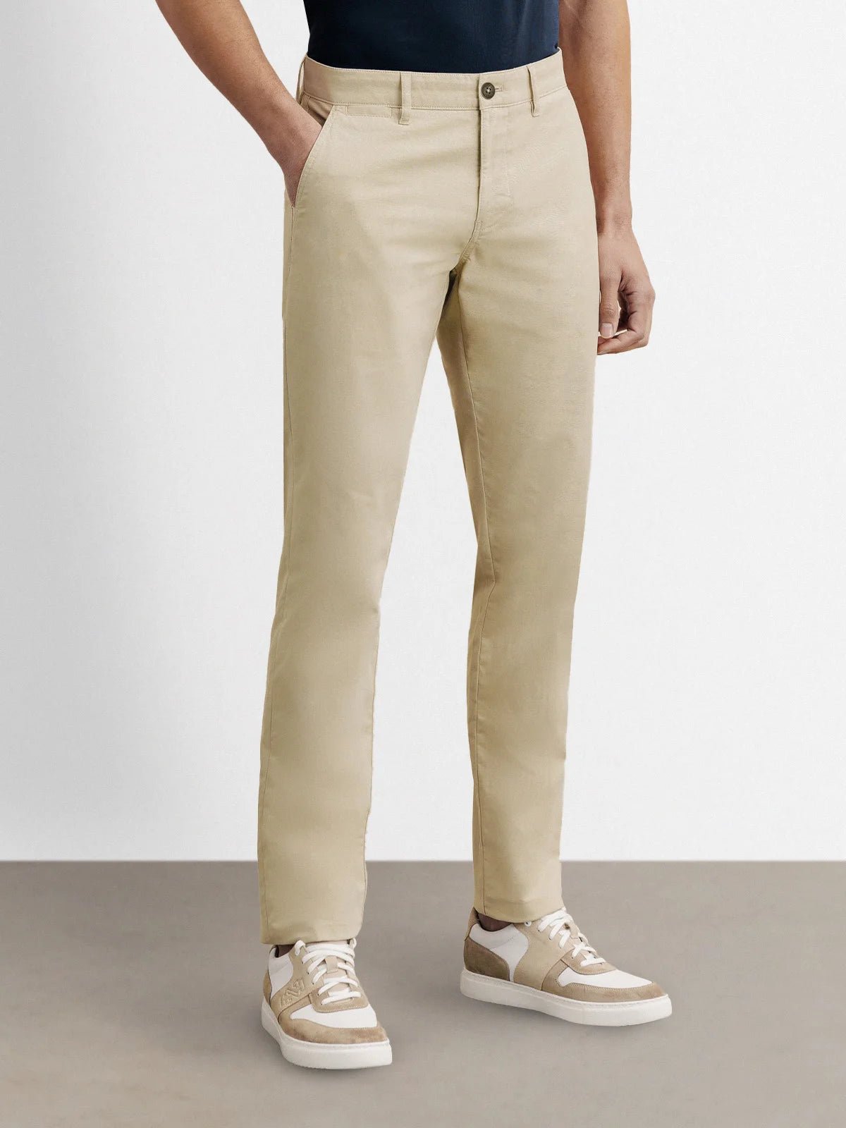 Pantalon coton stretch beige fonce - IZAC