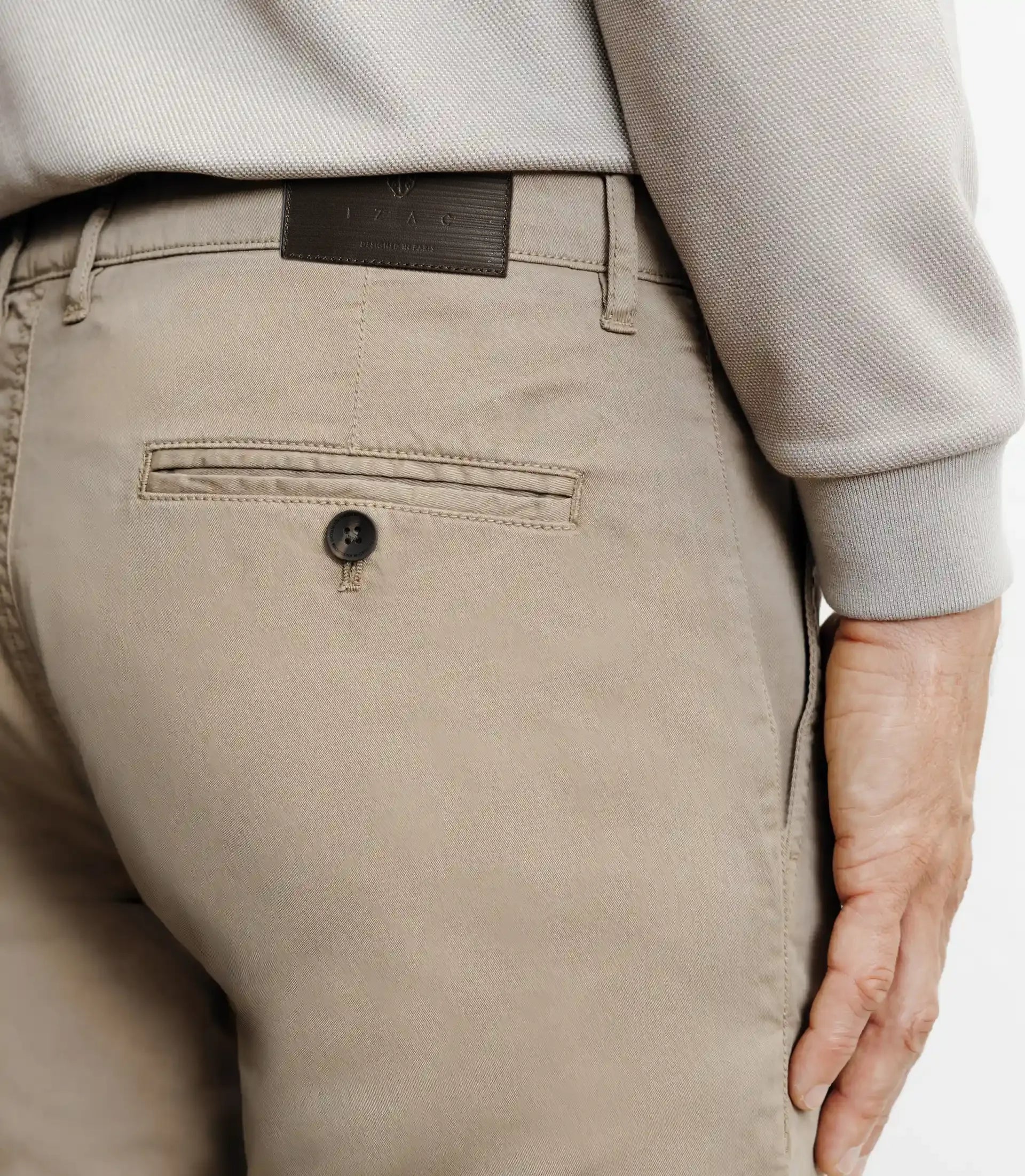 Pantalon coton stretch taupe