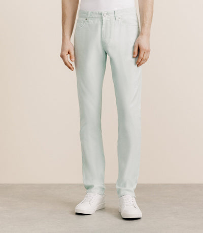 Pantalon droit en lin et coton vert - IZAC