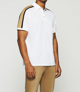 Plain polo shirt short sleeves white and camel GABIN