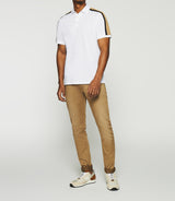 Plain polo shirt short sleeves white and camel GABIN