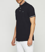 Plain polo shirt with mao collar navy GAEL