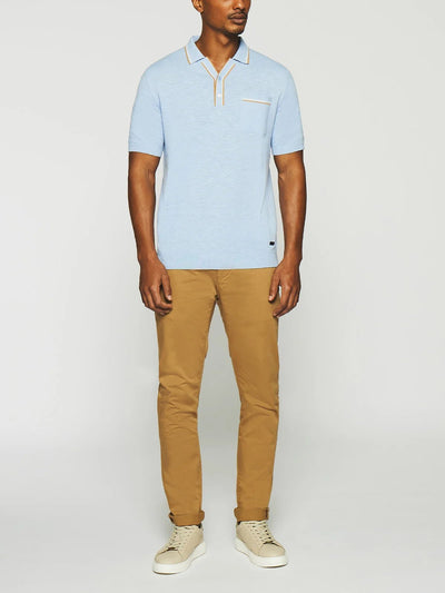 Polo uni avec poche bleu ciel GASTON - IZAC