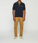 Plain polo shirt with navy mesh embroidery GASTON