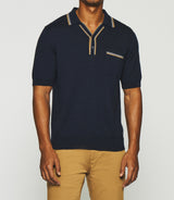 Plain polo shirt with navy mesh embroidery GASTON