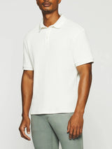 Polo uni en maille fantaisie blanc GEORGE