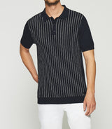 Striped polo shirt in navy and ecru GIANNI