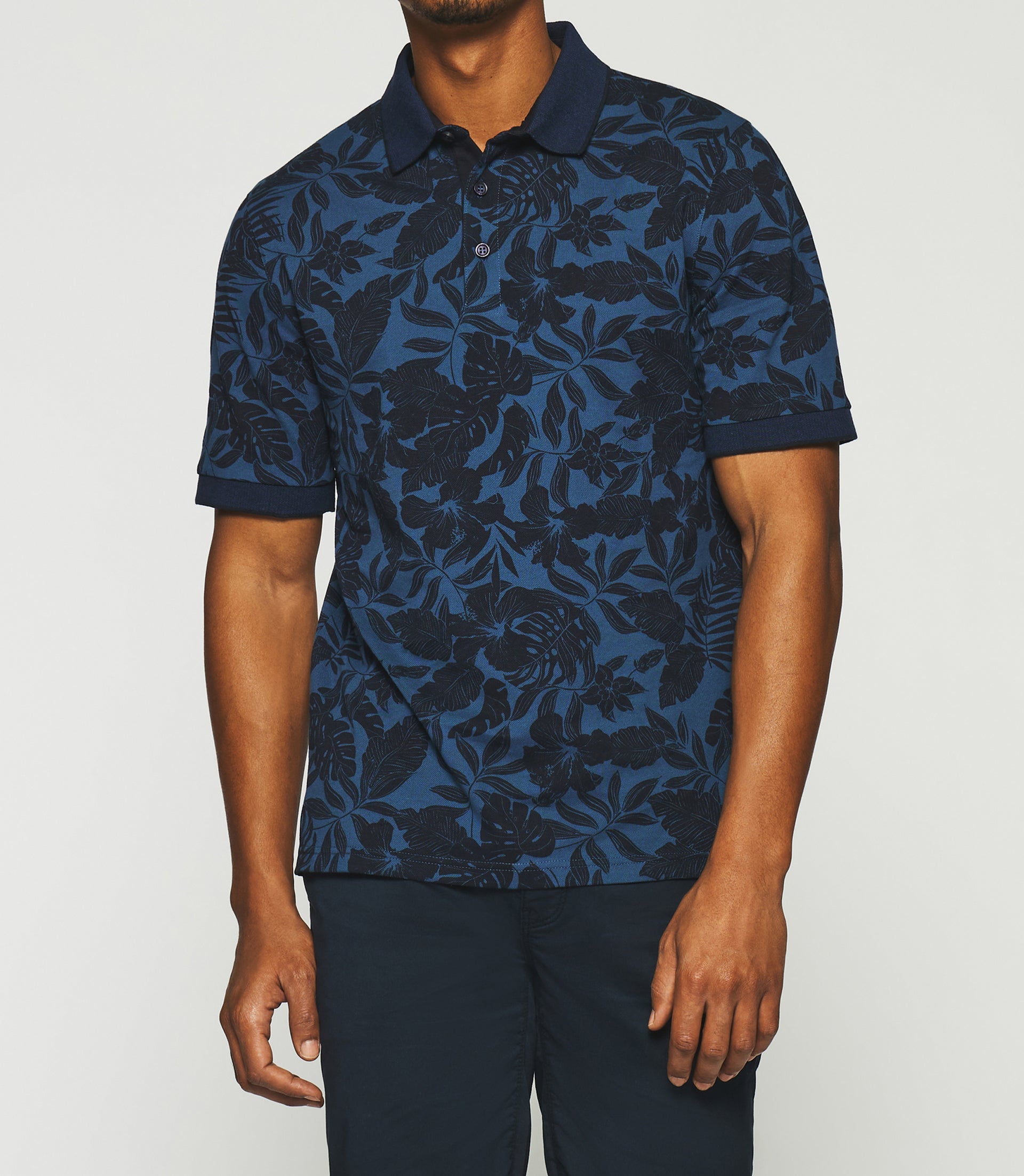 Polo shirt with navy print GILDAS