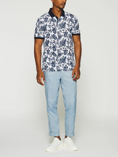 Polo à imprimé blanc et marine GIRARD - IZAC