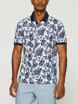 Polo à imprimé blanc et marine GIRARD - IZAC