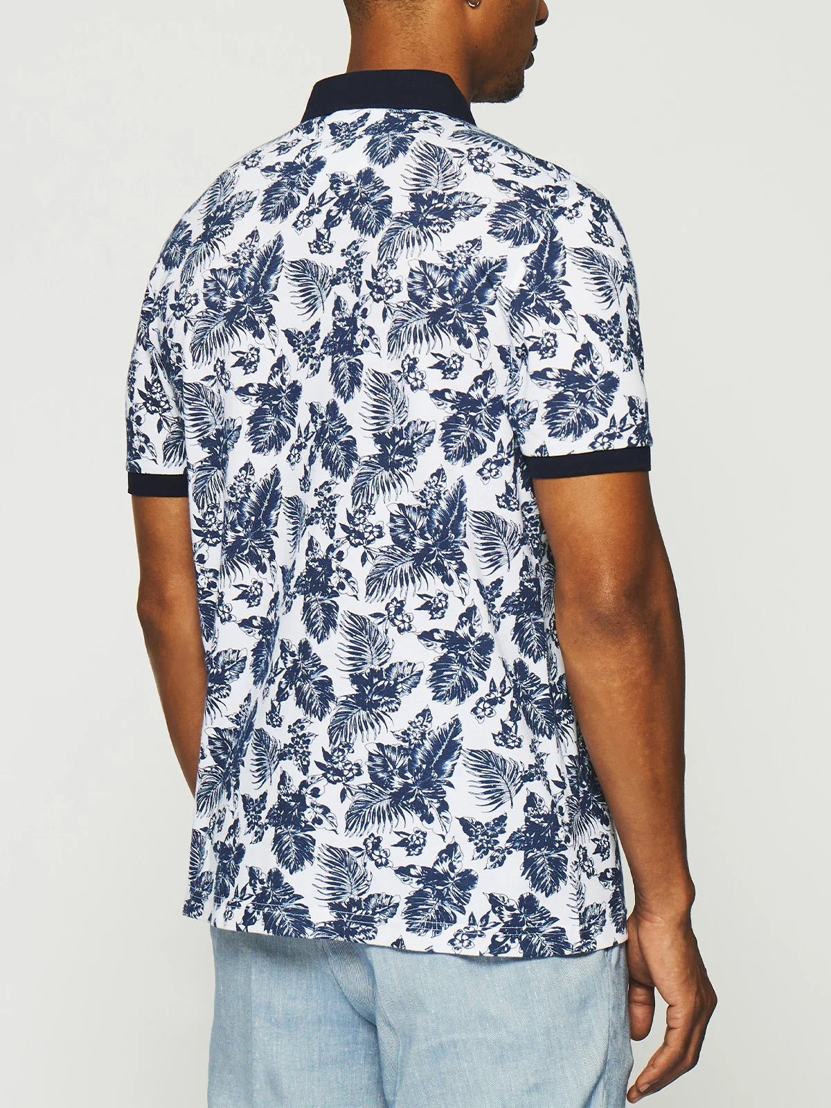 Polo à imprimé blanc et marine GIRARD - IZAC