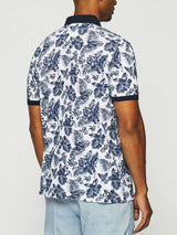 Polo à imprimé blanc et marine GIRARD - IZAC