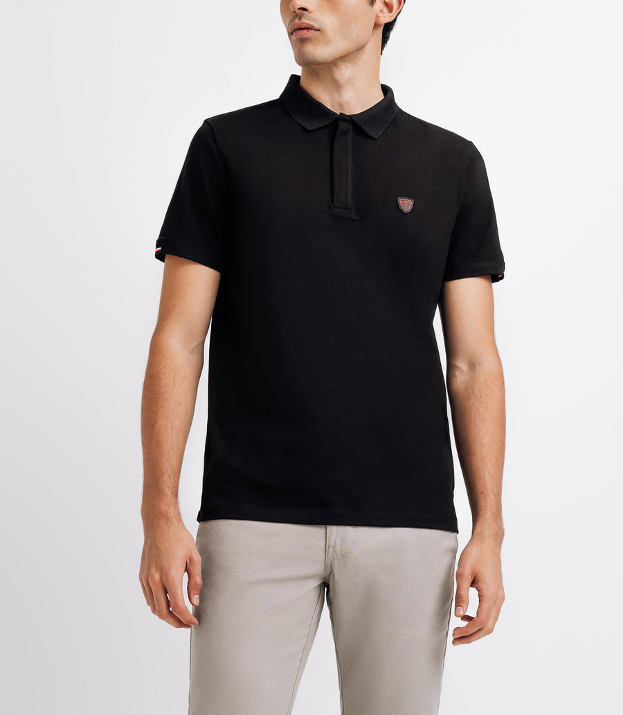 Polo uni noir manches courtes GREGORY