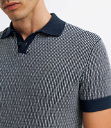 Polo en jacquard marine-IZAC