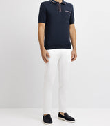 Polo shirt plain knit navy