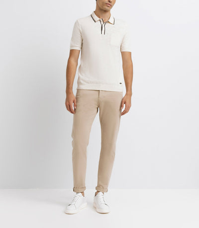 Polo en maille uni ecru - IZAC