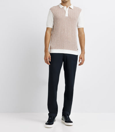 Polo avec rayures écru et rose - IZAC