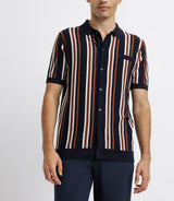 Polo shirt striped mesh MARINE