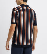 Polo shirt striped mesh MARINE