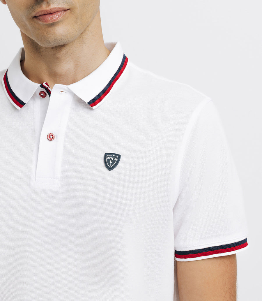 Polo en maille piquée blanc