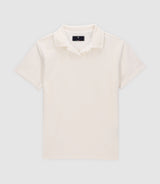 Ecru open collar sponge polo shirt