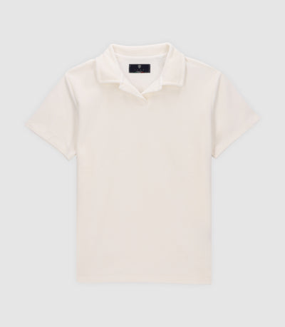 Polo en éponge col ouvert écru - IZAC