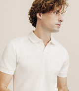 Ecru open collar polo