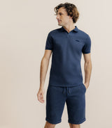 Navy open-neck polo shirt