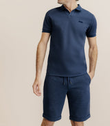 Polo col ouvert marine