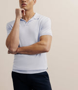 Polo open collar open in sky blue mesh