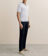 Polo open collar open in sky blue mesh