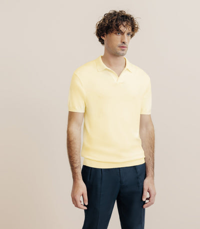 Polo col ouvert en maille jaune - IZAC