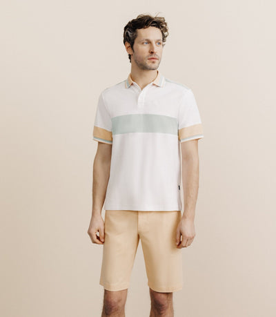 Polo boutonné à bandes vert - IZAC